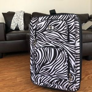 Zebra print suitcase